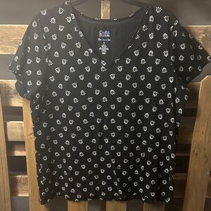 Croft & Barrow Black and White Patterned Short Sleeve Top